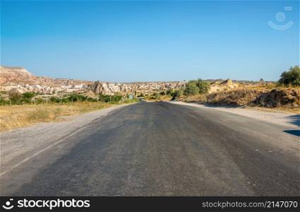 Road in Cappadocia near Love Valley in Turkey