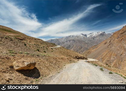 Road in Himalayas. Spiti Valley, Himachal Pradesh, India