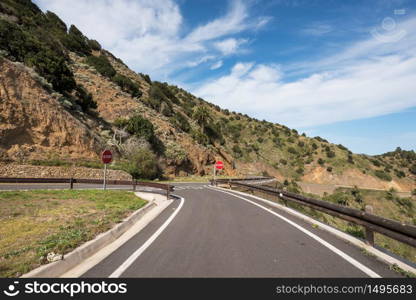 Road in la Gomera island, Canary islands, Spain.