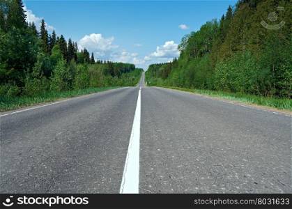 road in Russian forest. Arhangelsk region