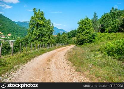 Road in the mountains of Montenegro in the day