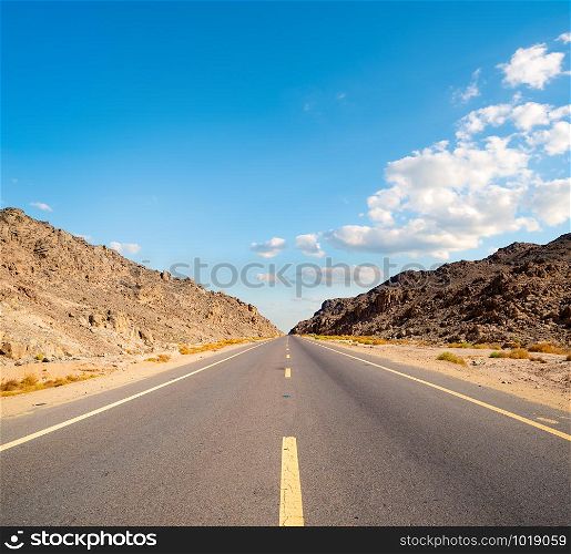Road in the mountains of the Egyptian desert