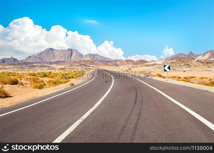 Road in the mountains of the Egyptian desert