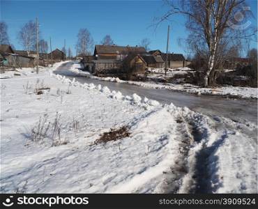 road in winter village