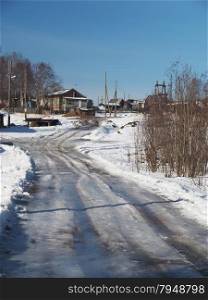 road in winter village