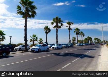 road near a beach at summer in Castellon de la Plana, Spain