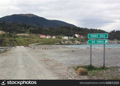 Road near Rio Turbio in Terra del Fuego in Argentina