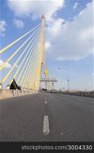 Road on the Rama VIII Bridge Daytime air sunny skies