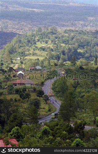Road on the slope of Gunung Batur, Bali