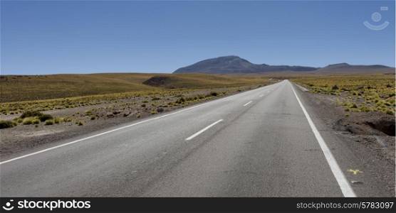 Road passing through landscape, Salar de Atacama, San Pedro de Atacama, El Loa Province, Antofagasta Region, Chile