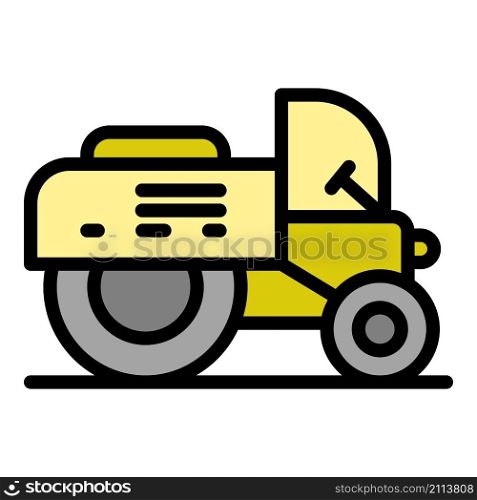 Road roller icon. Outline road roller vector icon color flat isolated. Road roller icon color outline vector
