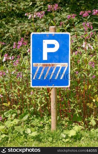 Road sign for parking cars.
