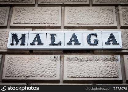 Road sign of Malaga, Andalusia Region in Spain