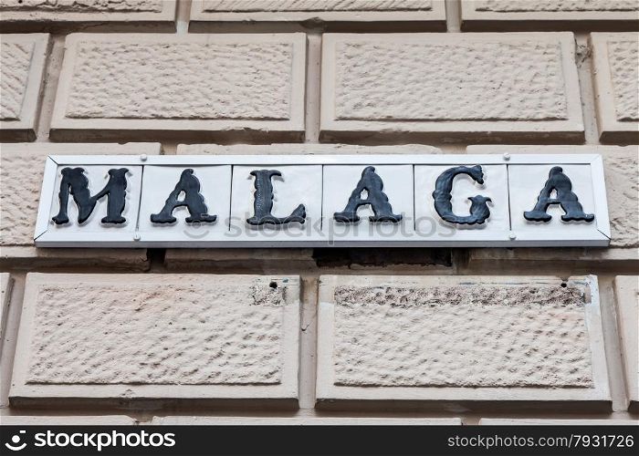 Road sign of Malaga, Andalusia Region in Spain