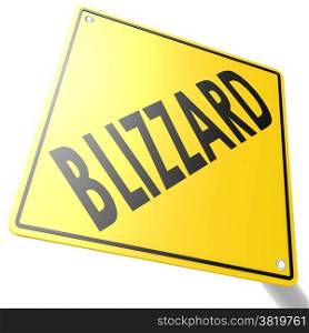 Road sign with blizzard image with hi-res rendered artwork that could be used for any graphic design.. Road sign with blizzard