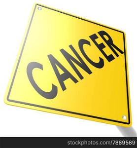 Road sign with cancer image with hi-res rendered artwork that could be used for any graphic design.. Road sign with cancer