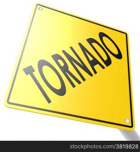 Road sign with tornado image with hi-res rendered artwork that could be used for any graphic design.. Road sign with tornado