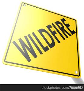 Road sign with wildfire image with hi-res rendered artwork that could be used for any graphic design.. Road sign with wildfire