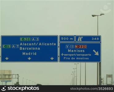 road signs over a freeway as a background