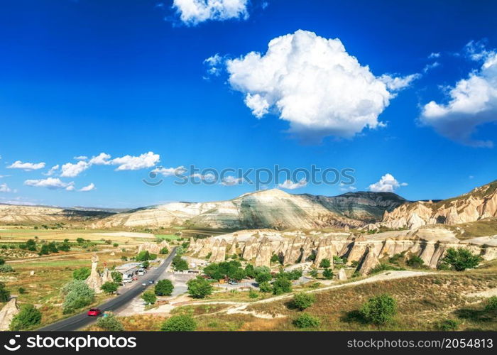 road to Beautiful landscape in Cappadocia, Turkey. Beautiful landscape in Cappadocia