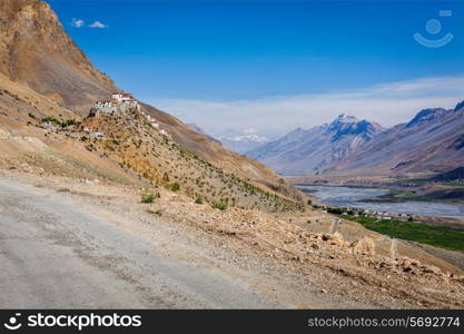 Road to Ki Monastery. Spiti Valley, Himachal Pradesh, India