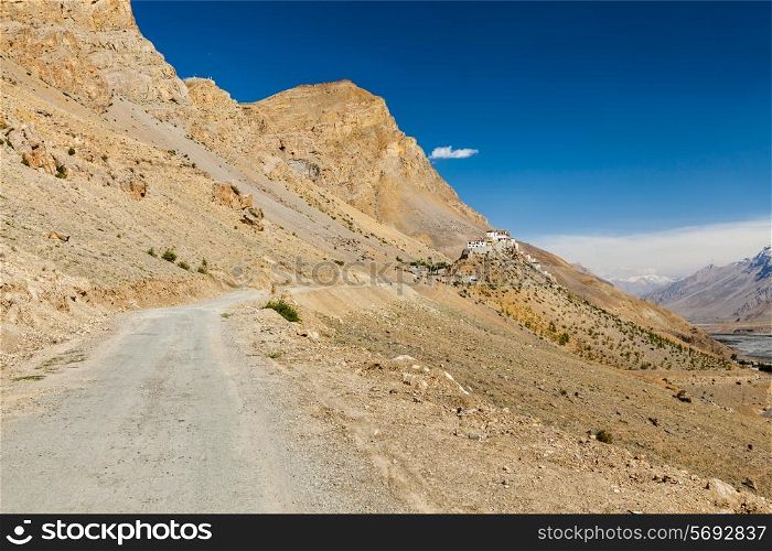 Road to Ki Monastery. Spiti Valley, Himachal Pradesh, India
