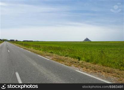 Road to Mont Saint Michel ,Normandy. France