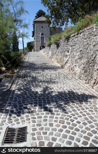 Road to the gate of castle Trsat in Rijeka, Croatia