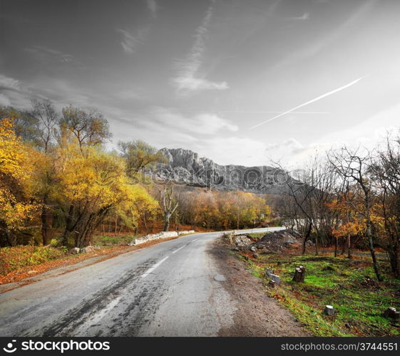 Road to the mountain Demerji in Crimea