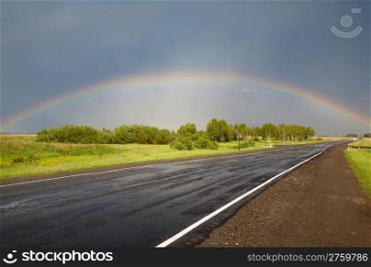 Road to the rainbow. After thunderstorm, Novosibirsk area, June 2007