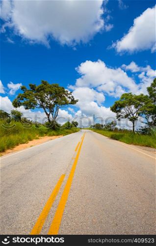 road trip. empty road with the beautiful landscapes around at the Brazil