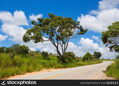 road trip. empty road with the beautiful landscapes around at the Brazil