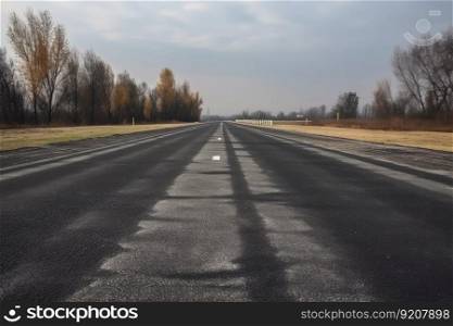 road with newly paved surface, ready for traffic, created with generative ai. road with newly paved surface, ready for traffic