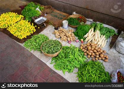 Roadside shop selling different vegetables. Roadside shop selling different vegetables.