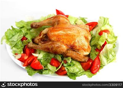 Roast Chicken on a bed of salad