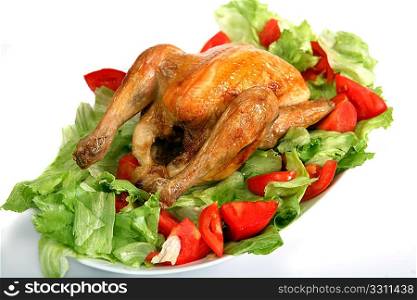 Roast Chicken on a bed of salad