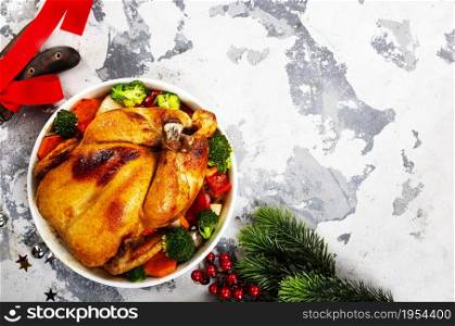 Roast chicken with lemons and spice for Christmas