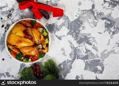 Roast chicken with lemons and spice for Christmas