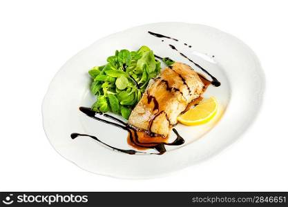 roast fish isolated on a white background