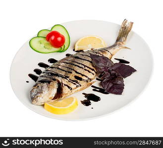 roast fish isolated on a white background