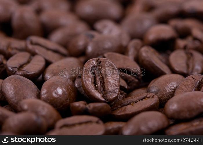 roasted coffee bean close up - background