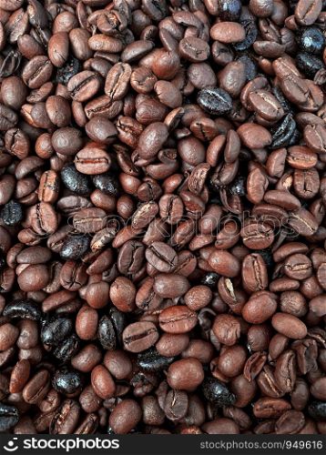 roasted coffee beans background, food and drink