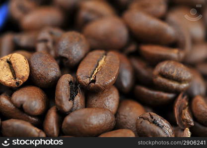 roasted coffee beans close up, background