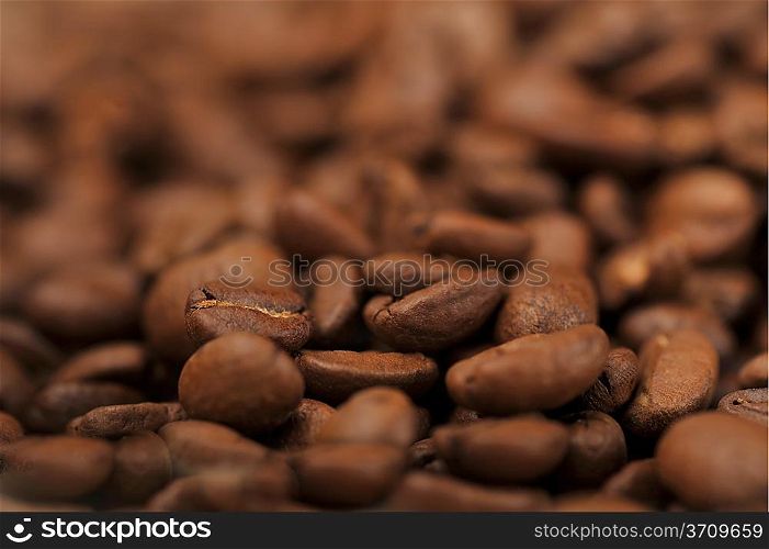 roasted coffee beans close up, background