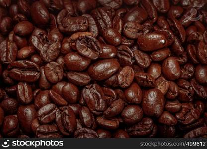 roasted coffee beans for background coffee close up