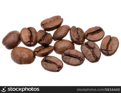 roasted coffee beans isolated in white background cutout