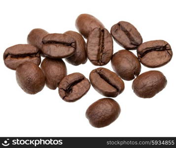 roasted coffee beans isolated in white background cutout