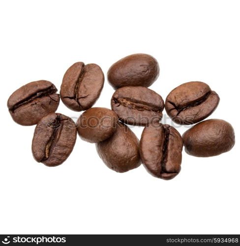 roasted coffee beans isolated in white background cutout