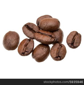 roasted coffee beans isolated in white background cutout