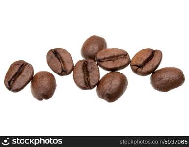 roasted coffee beans isolated in white background cutout